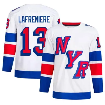 Men's Alexis Lafreniere New York Rangers ＃13 Authentic White 2024 Stadium Series Primegreen Jersey