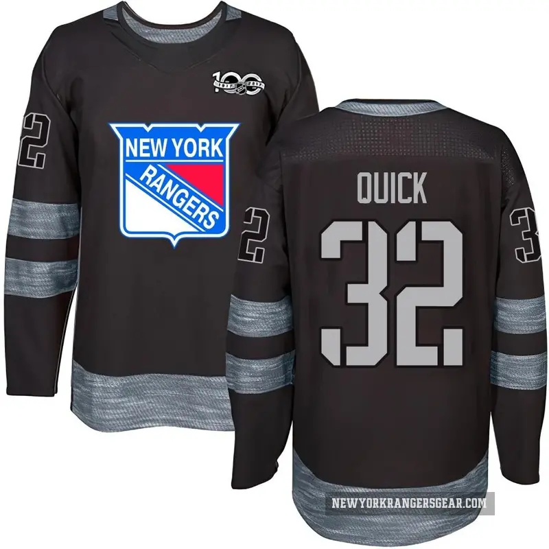 Men's Jonathan Quick New York Rangers ＃32 Authentic Black 1917-2017 100th Anniversary Jersey