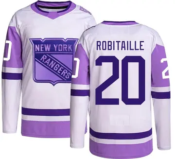 Men's Luc Robitaille New York Rangers ＃20 Authentic Hockey Fights Cancer Jersey
