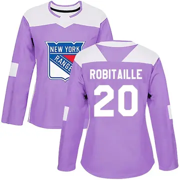 Women's Luc Robitaille New York Rangers ＃20 Authentic Purple Fights Cancer Practice Jersey