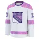 Youth Alexis Lafreniere New York Rangers ＃13 Premium White 2024 Hockey Fights Cancer Practice Jersey