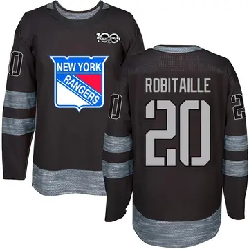 Youth Luc Robitaille New York Rangers ＃20 Authentic Black 1917-2017 100th Anniversary Jersey