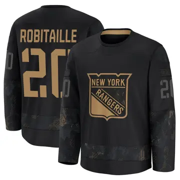 Youth Luc Robitaille New York Rangers ＃20 Premium Black 2024 Military Appreciation Practice Jersey